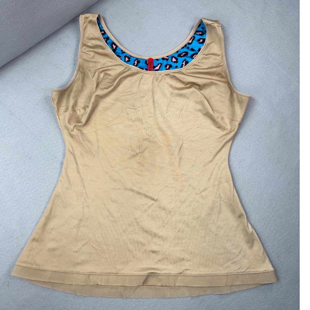 Spanx Simplicity Shapewear Tank Camisole Womens XL Beige Spandex Leopard Trim